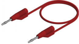 Measuring lead with (2 mm plug, spring-loaded, straight) to (2 mm plug, spring-loaded, straight), 1 m, red, PVC, 0.5 mm², CAT O