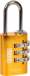 Combination lock, level 2, shackle (H) 21 mm, yellow, steel, (B) 20 mm, K10520YELD