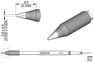 Soldering tip, Chisel shaped, Ø 0.8 mm, (L) 8.5 mm, C245742