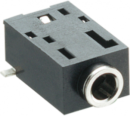 2.5 mm jack panel socket, 3 pole (stereo), SMD, plastic, 1501 02