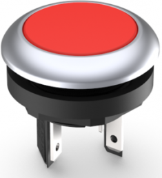 Pushbutton, 1 pole, red, illuminated  (white), 0.1 A/35 V, mounting Ø 16.2 mm, IP65/IP67, 1.15.210.121/2300