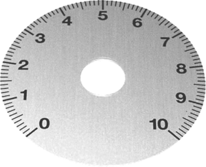 Scale disk, Ø 20 mm, 0-10, 270° for shafts to 7 mm, 60.10.010