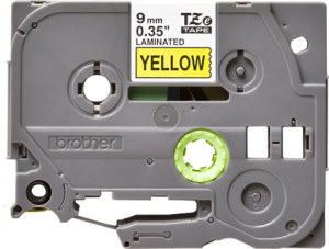 Labelling tape cartridge, 9 mm, tape yellow, font black, 8 m, TZE-621