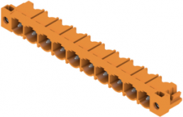 Pin header, 10 pole, pitch 7.62 mm, angled, orange, 1124380000