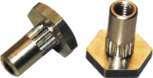 Press-in nut, M3, W 9 mm, H 10.5 mm, outer Ø 4.7 mm, brass, 02.90.934