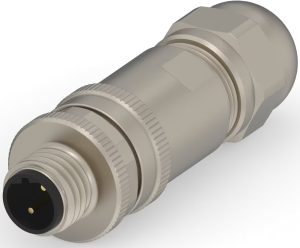 Circular connector, 2 pole, screw connection, screw locking, straight, T4111411021-000