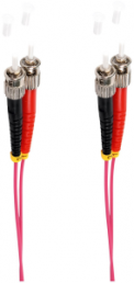 FO duplex patch cable, ST to ST, 20 m, OM4, multimode 50/125 µm