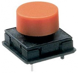 Short-stroke pushbutton, 1 Form A (N/O), 50 mA/24 VDC, unlit , actuator (black), 2.5 N, THT
