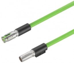 Sensor actuator cable, M12-cable socket, straight to M12-cable socket, straight, 8 pole, 15 m, PUR, green, 0.5 A, 2503801500