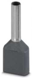 Insulated twin wire end ferrule, 0.75 mm², 15 mm/8 mm long, NF C 63-023, gray, 3200807