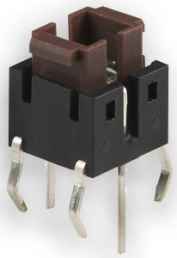 Short-stroke pushbutton, Form A (N/O), 50 mA/12 VDC, illuminated, blue, actuator (brown, L 2.2 mm), 5.09 N, THT