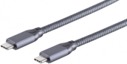 USB 3.2 connection line, USB plug type C to USB plug type C, 0.5 m, gray