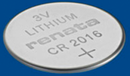 Lithium-button cell, CR2016, 3 V, 90 mAh