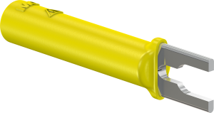 Laboratory cable lug adapter, 4 mm, yellow, CAT II