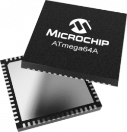 AVR microcontroller, 8 bit, 16 MHz, VFQFN-64, ATMEGA64A-MU