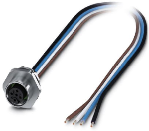 Sensor actuator cable, M12-flange socket, straight to open end, 5 pole, 0.5 m, 4 A, 1411571