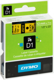 Labelling tape cartridge, 12 mm, tape yellow, font black, 7 m, S0720580