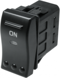 Rocker switch, black, 2 pole, On-Off, off switch, 10 A/24 VDC, IP66, illuminated, printed