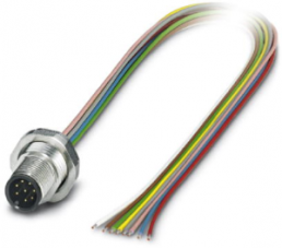 Sensor actuator cable, M12-flange plug, straight to open end, 8 pole, 0.5 m, 2 A, 1554694