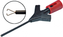 Miniature clamp test probe, red, max. 2 mm, L 53.8 mm, CAT O, pin 0.64 mm, MICRO-KLEPS RT