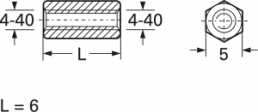 Hexagonal spacer bolt, Internal/Internal Thread, UNC4-40/UNC/4-40, 6 mm, brass
