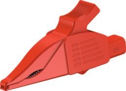 Alligator clip, red, max. 30 mm, L 92 mm, CAT III, socket 4 mm, 66.9575-22