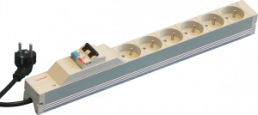 Socket Strip, UTE, 6 Sockets, 19", With FaultCurrent Protection and Over-Current Protection