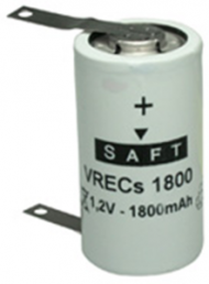 Nickel-cadmium-battery, 1.2 V, 1.8 Ah, KR22C429, Cs, soldering lug