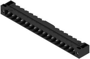 Pin header, 16 pole, pitch 5.08 mm, angled, black, 1837770000