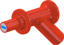 Magnetic adapter with 7 mm manget and 4 mm socket in insulating body, for contacting screw heads, CAT IV, red