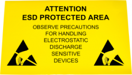 Warning sign, ESD logo with warning notice, (L x W) 300 x 500 mm, vinyl, C-191 755E