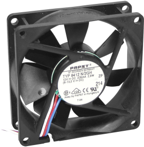 DC axial fan, 12 V, 80 x 80 x 25 mm, 58 m³/h, 26 dB, slide bearing, ebm-papst, 8412 N/2GME