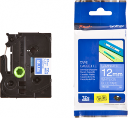 Labelling tape cartridge, 12 mm, tape blue, font white, 8 m, TZE-535