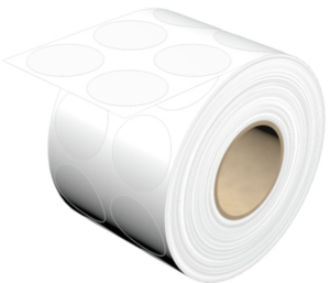Polyester Label, (L x W) 30 x 30 mm, white, Roll with 1000 pcs