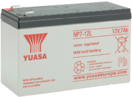 Lead-battery, 12 V, 7 Ah, 151 x 65 x 97 mm, faston plug 6.3 mm