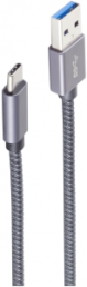 USB 3.2 adapter cable, USB plug type A to USB plug type C, 2 m, gray