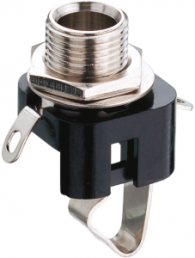 6.35 mm jack panel socket, 2 pole (mono), solder connection, plastic, KLBM 3