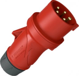 CEE plug, 5 pole, 16 A/400 V, red, 6 h, IP44, 13522