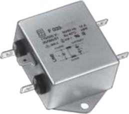 RFI filter, 50 to 60 Hz, 6 A, 110/250 VAC, 750 µH, faston plug 6.3 mm, F033-006/500