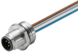 Sensor actuator cable, M12-flange plug, straight to open end, 4 pole, 0.5 m, PUR, 4 A, 1861090000