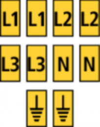 Polyamide cable maker, imprint "L1, L2, L3, N, symbol: GND", (L x W x H) 3 x 5.5 x 5 mm, max. bundle Ø 2.2 mm, yellow, 561-00303