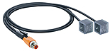 Sensor actuator cable, M12-cable plug, straight to valve connector DIN shape A, 5 pole, 0.6 m, PUR, black, 4 A, 44242