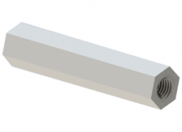 Hexagonal spacer bolt, Internal/Internal Thread, M6/M6, 30 mm, polystyrene