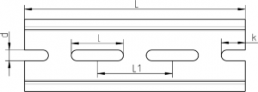 DIN rail, perforated, 35 x 15 mm, W 106 mm, steel, sendzimir galvanized, HS-HUT-01-25-52-106