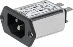 IEC plug C14, 50 to 60 Hz, 1 A, 250 VAC, 12 mH, PCB connection, 5120.5070.0