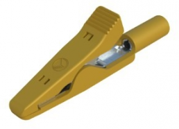 Miniature alligator clip, yellow, max. 4 mm, L 41.5 mm, CAT O, crimp connection, MA 1 CRIMP GE