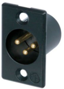 XLR panel plug, 3 pole, gold-plated, metal, NC3MP-B