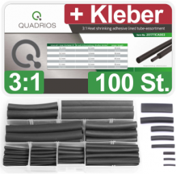 Heat shrink tubing kit 3:1, black, 100 pieces, 201711CA003