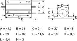 Wirewound resistor, 5.6 Ω, 75 W, ±5 %