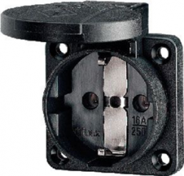 Surface-mounted german schuko-style socket outlet, black, 16 A/230 V, Germany, IP54, 11012
